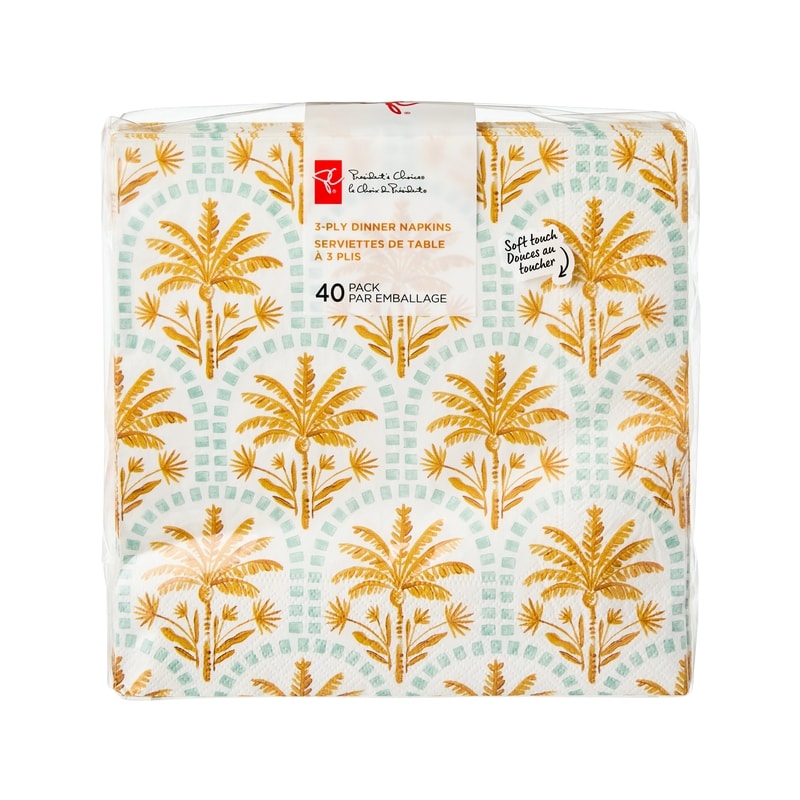 3 Ply Dinner Napkins 40 Pack - Scalloped Palm Tree