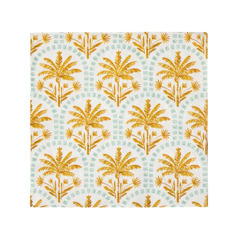 3 Ply Dinner Napkins 40 Pack - Scalloped Palm Tree