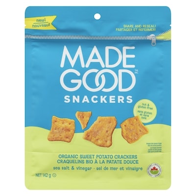 Made Good Organic Sweet Potato Crackers Sea Salt & Vinegar 142 g, $5.49/100g