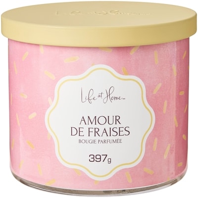 Life at Home Bougie parfumée à 3 mèches Amour de fraises 1 ea, 16,00 $/1ch