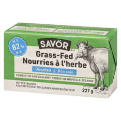 Savor Grass-Fed Butter Unsalted 82 % M.F. - 227 g | Atlantic