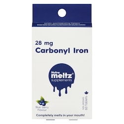 Nutrametlz Carbonyl Iron Blue Berry Flavour 28 Mg 60 ea, $0.33/1ea
