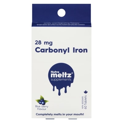 Nutrametlz Carbonyl Iron Blue Berry Flavour 28 Mg 60 ea, $0.33/1ea