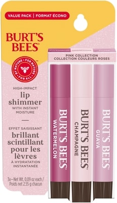 Burt’s Bees Brillant scintillant pour les lèvres formule teintée d’origine naturelle à 100 % Emballage trio − Collection 2.55 g, 627,45 $/100g