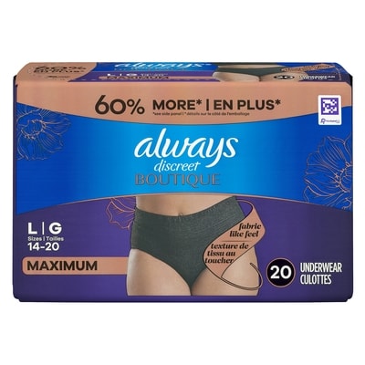 Always Culottes Discreet Boutique noires à absorption maximale G 20 ea, 1,72 $/1ch