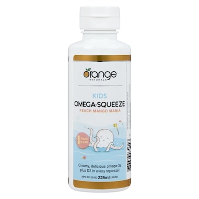 Orange Naturals Omega Squeeze Liquid Peach Mango Mania 1 Year & Up 225 ml, $26.66/100ml