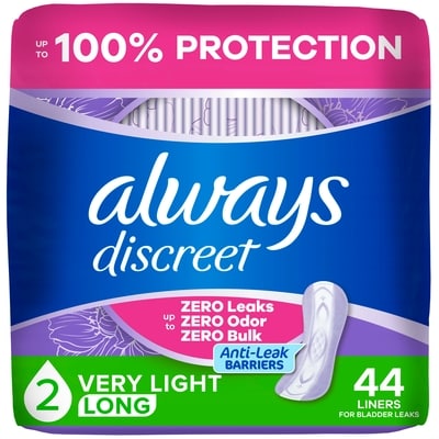 Always Discreet Zero Leaks Liner Size 2 44 ea, $0.17/1ea
