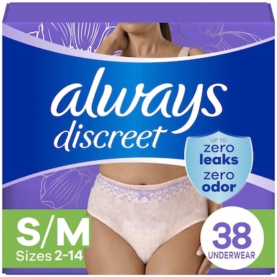 Always Discreet Underwear Size 2-14, 38-Count 38 ea, $1.28/1ea