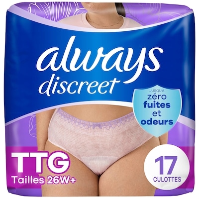 Always Culottes d’incontinence pour femmes adultes 17 ea, 1,38 $/1ch