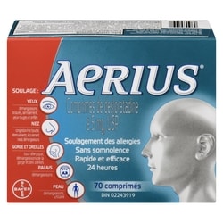 Aerius Comprimés de desloratadine à 5 mg, usp 70 ea, 0,76 $/1ch