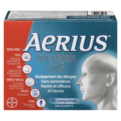 Aerius Comprimés de desloratadine à 5 mg, usp 70 ea, 1,03 $/1ch