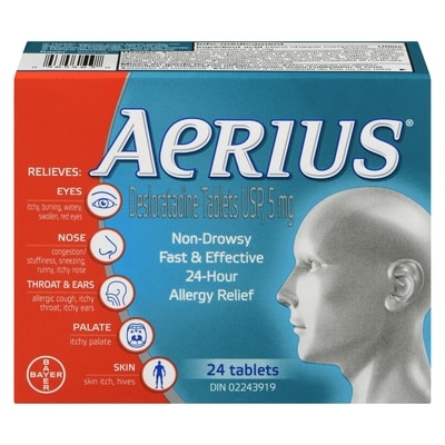 Aerius Desloratadine Tablets Usp, 5 Mg 24 ea, $1.58/1ea