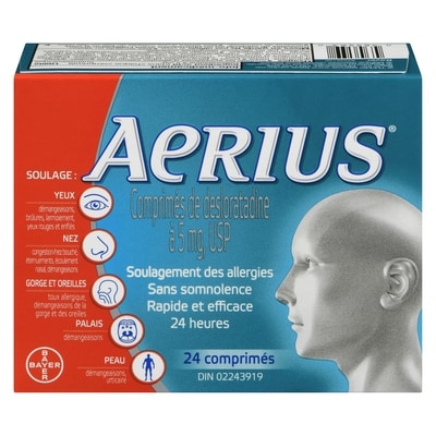 Aerius Comprimés de desloratadine à 5 mg, usp 24 ea, 1,58 $/1ch