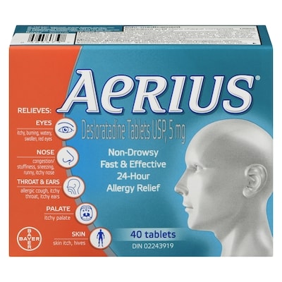 Aerius Desloratadine Tablets Usp, 5 Mg 40 ea, $1.37/1ea