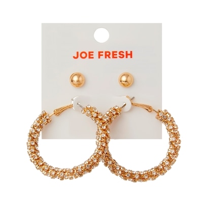 Joe Fresh Duo Hoop/Stud Ear Set Crystal 1 ea, $16.00/1ea