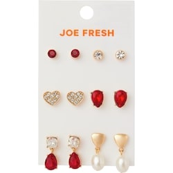 Joe Fresh 6 Pair Earring Stud Set Red 1 ea, $15.00/1ea
