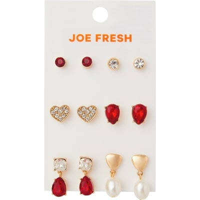 Joe Fresh 6 Pair Earring Stud Set Red 1 ea, $15.00/1ea