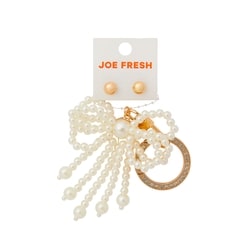 Joe Fresh Bow Bag Charm/Ear Set Ivory 1 ea, $16.00/1ea