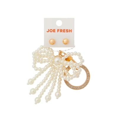 Joe Fresh Bow Bag Charm/Ear Set Ivory 1 ea, $16.00/1ea
