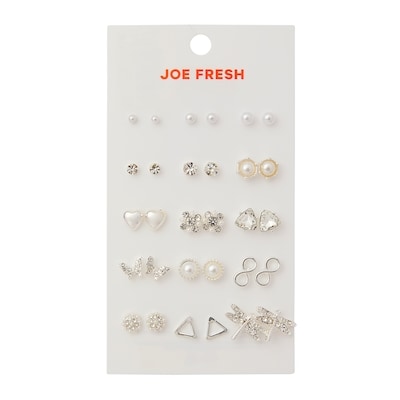 Joe Fresh Tween 15 Pair Earring Studs Silver 1 ea, $16.00/1ea