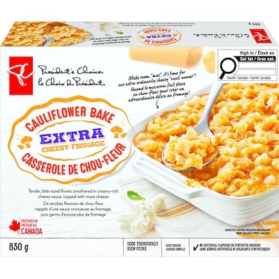 President's Choice Extra Cheesy Cauliflower Bake 830 g, $1.45/100g