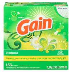 Gain Détergent à lessive en poudre, parfum Original, 133 brassées, 3,4 kg 3.4 kg, 1,03 $/100g