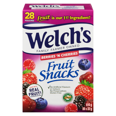 Welch's Fruit Snacks Berries 'n Cherries 22 g, $54.50/100g