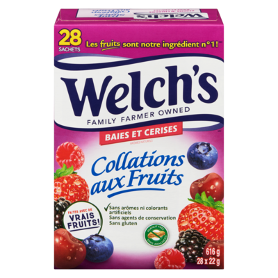 Welch’s Collations aux fruits baies et cerises 22 g, 54,50 $/100g