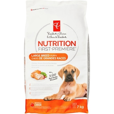 le Choix du Président Nourriture Nutrition première pour chiots de grandes races au poulet, au riz brun et aux pois 7 kg, 0,44 $/100g