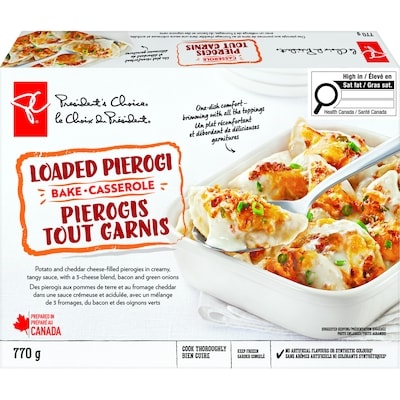 President's Choice Loaded Pierogi Bake 770 g, $1.43/100g