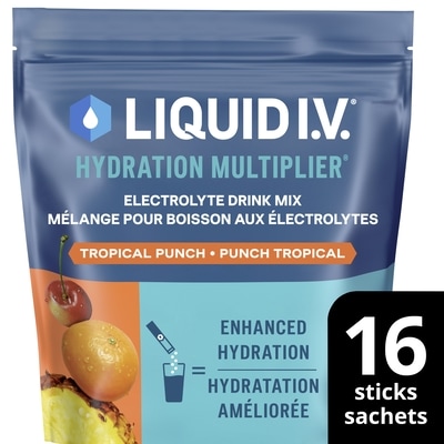 Liquid I.V Hydration Multiplier, Tropical Punch - Hydration Powder Packets, Electrolyte Powder Drink Mix 16 ea, $2.12/1ea