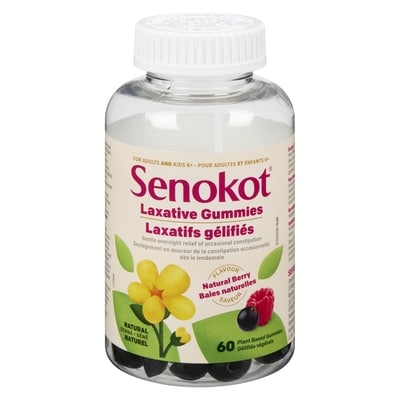 Senokot Laxative Gummies Natural Berry Flavour For Adults And Kids 6+ 60 ea, $0.38/1ea