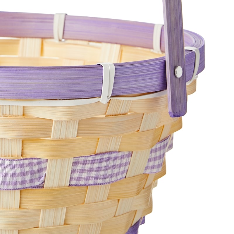 Round Bamboo Easter Basket - Purple