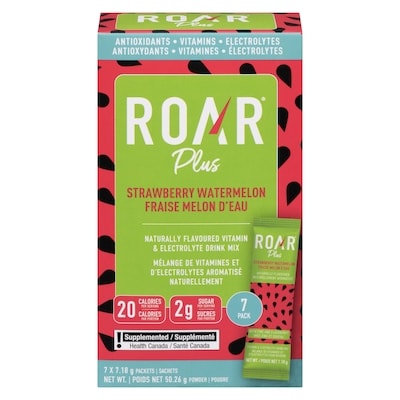 Roar Organic Naturally Flavoured Vitamin & Electrolyte Drink Mix Strawberry Watermelon Powder 50.2 g, $31.85/100g