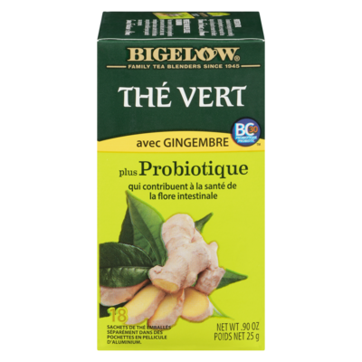 Bigelow Thé vert avec gingembre plus probiotique 18 ea, 0,33 $/1ch
