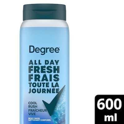 Degree All Day Fresh Body Wash, Cool Rush, Plant Based Cleanser 600 ml, $0.83/100ml