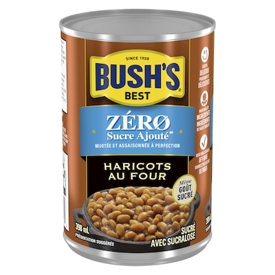 Bush’s Best Haricots au four zéro sucre ajouté 398 ml, 0,63 $/100ml