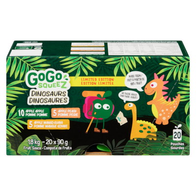 GoGo Squeez Compote de fruits dinosaures édition limitée 1.8 kg, 0,72 $/100g