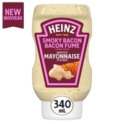Heinz Sauce style mayonnaise à la saveur de bacon fumé, bouteille 340 ml, 1,18 $/100ml