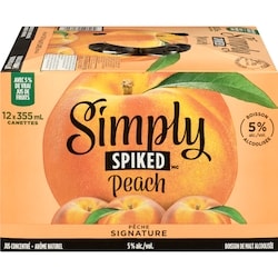 Simply Boisson de alcoolisée pêche signature (Pièce d’identité requise au moment du ramassage) 12x355.0 ml, 0,63 $/100ml