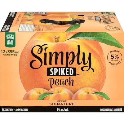 Simply Boisson de alcoolisée pêche signature (Pièce d’identité requise au moment du ramassage) 12x355.0 ml, 0,63 $/100ml