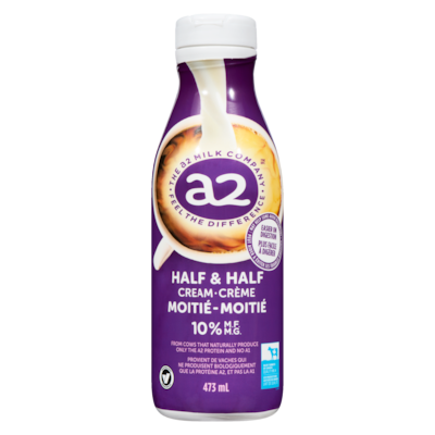 The A2 Milk Company Half & Half Cream 10% M.F. 473 ml, $1.27/100ml