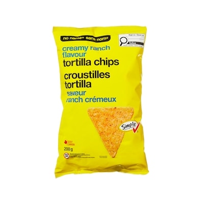 No Name Creamy Ranch Flavour Tortilla Chips 200 g, $1.25/100g