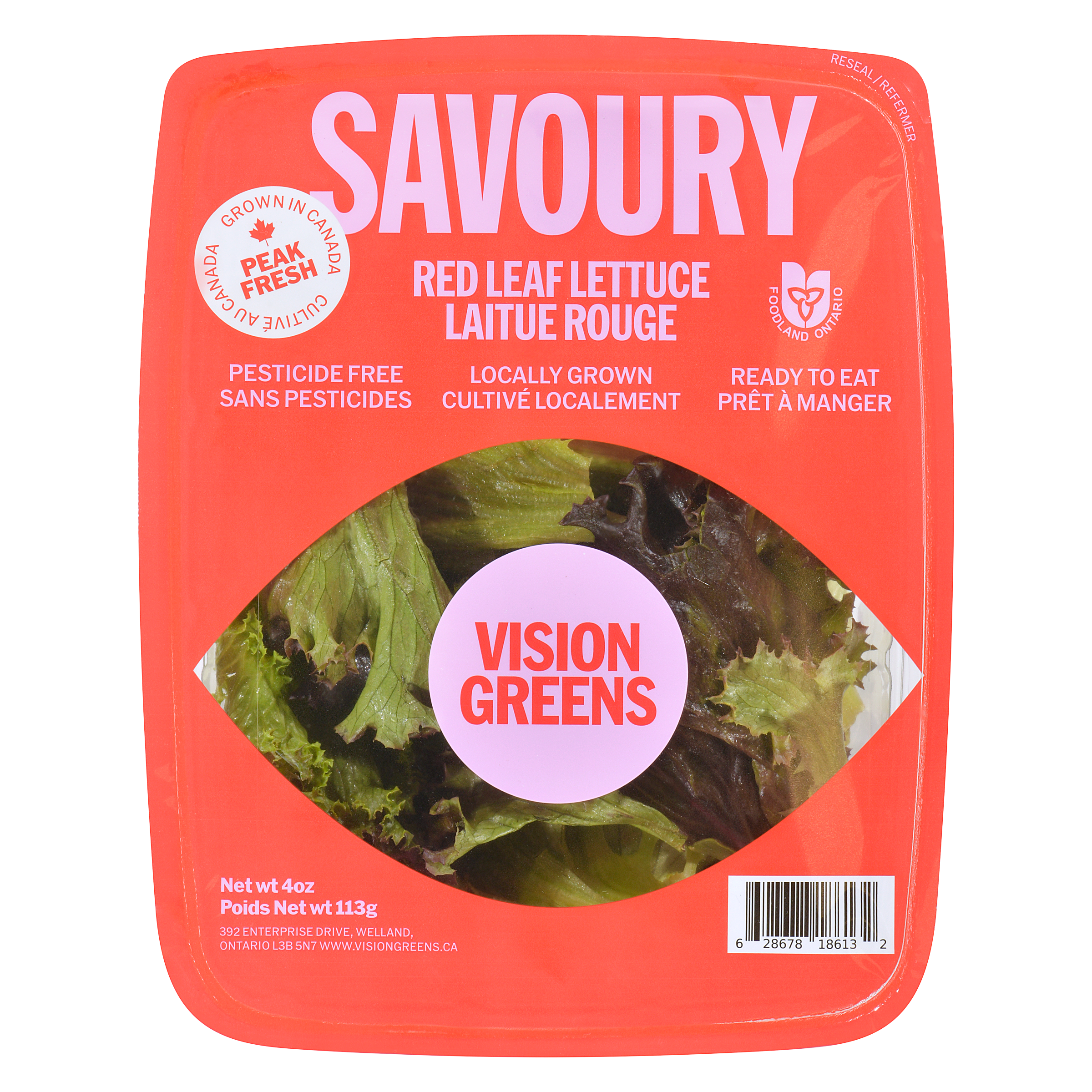 Vision Greens VisionGreens cherry kiss laitue à feuilles rouges 113 g, 5,31 $/100g