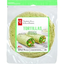 President's Choice Spinach Tortillas 384 g, $1.04/100g