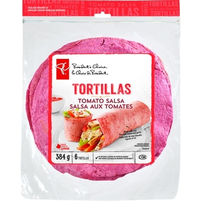 President's Choice Tomato Salsa Tortillas 384 g, $0.96/100g
