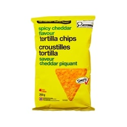 Sans Nom Croustilles tortilla saveur cheddar piquant 200 g, 1,25 $/100g