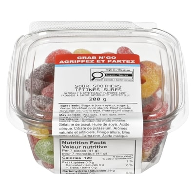 Johnvince Foods Friandise à saveur naturelle et artificielle tétines sures 200 g, 1,50 $/100g