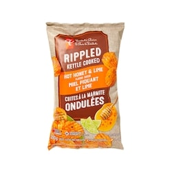 President's Choice Rippled Kettle Cooked Hot Honey & Lime Flavour Potato Chips 200 g, $1.25/100g