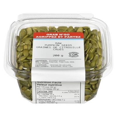 Johnvince Foods Graines de citrouille crues 200 g, 2,50 $/100g